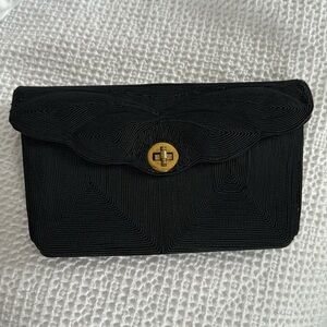 Vintage Geniune Corde' Cordecraft 1940s Black Clutch Purse
